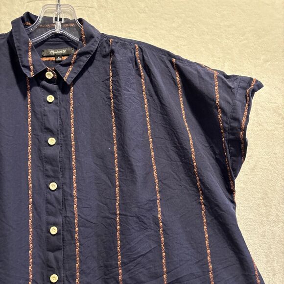 Madewell Hilltop Shirt Jacquard Stripe Button Front Collared Women's Size Medium - Picture 4 of 13